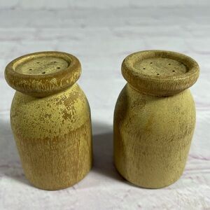 Vintage Wooden Hand Painted Milk Jug Salt and Pepper Shaker Pair